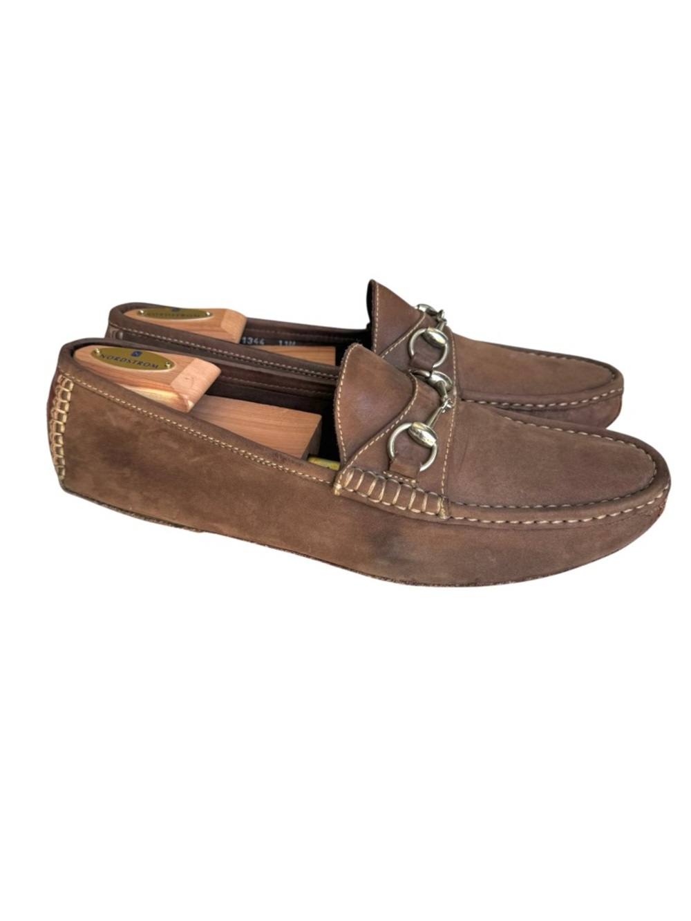 GUCCI Horsebit Driver Shoes Brown Suede Loafers - Picture 11 of 15